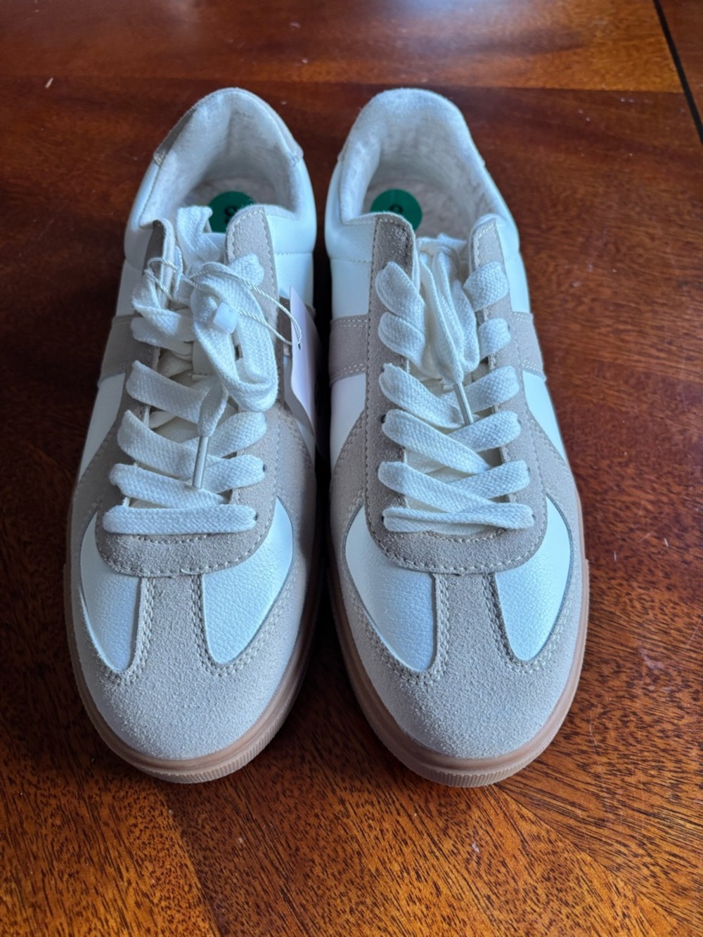 Sincerely Jules White and Tan Athletic Sneakers